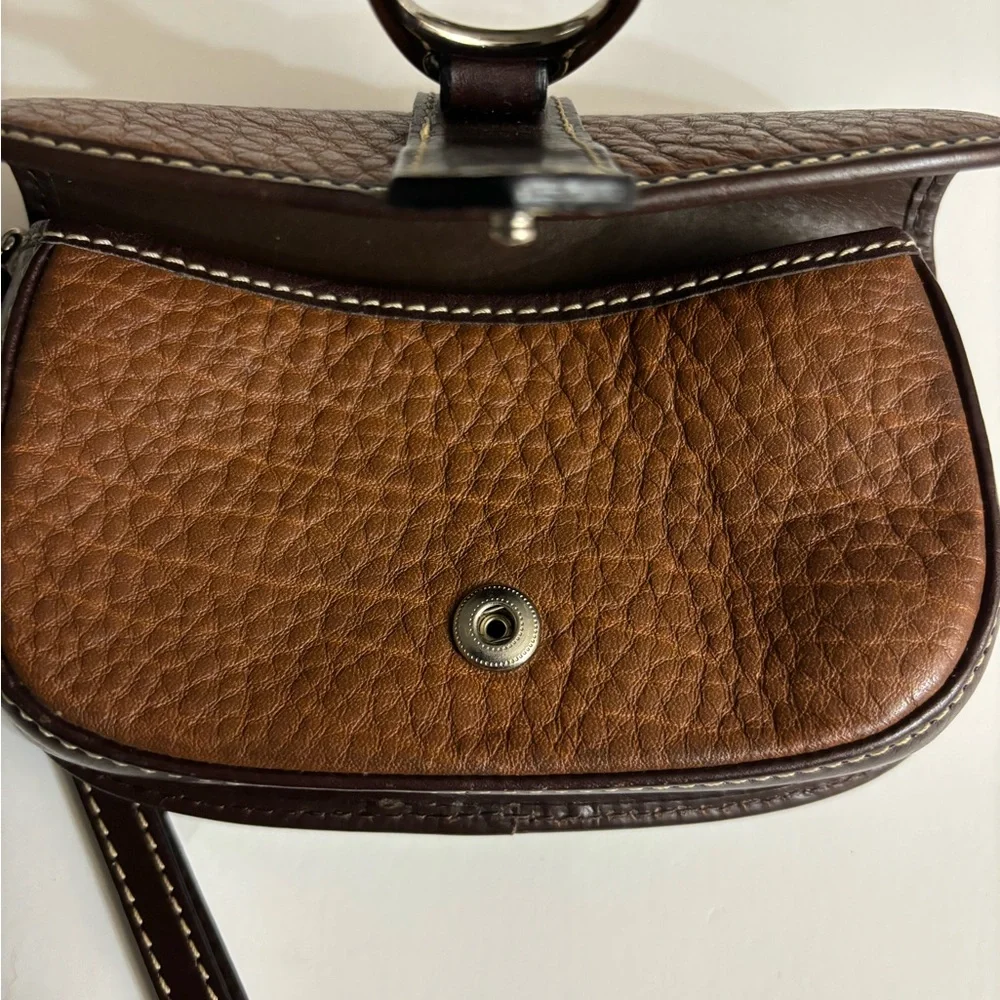 Dooney & Bourke Vintage Leather Wristlet/Clutch in Brown with Front Ring Detail